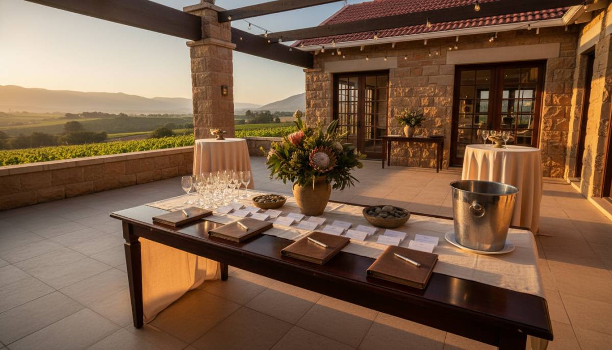 Registration table at a South African networking mixer