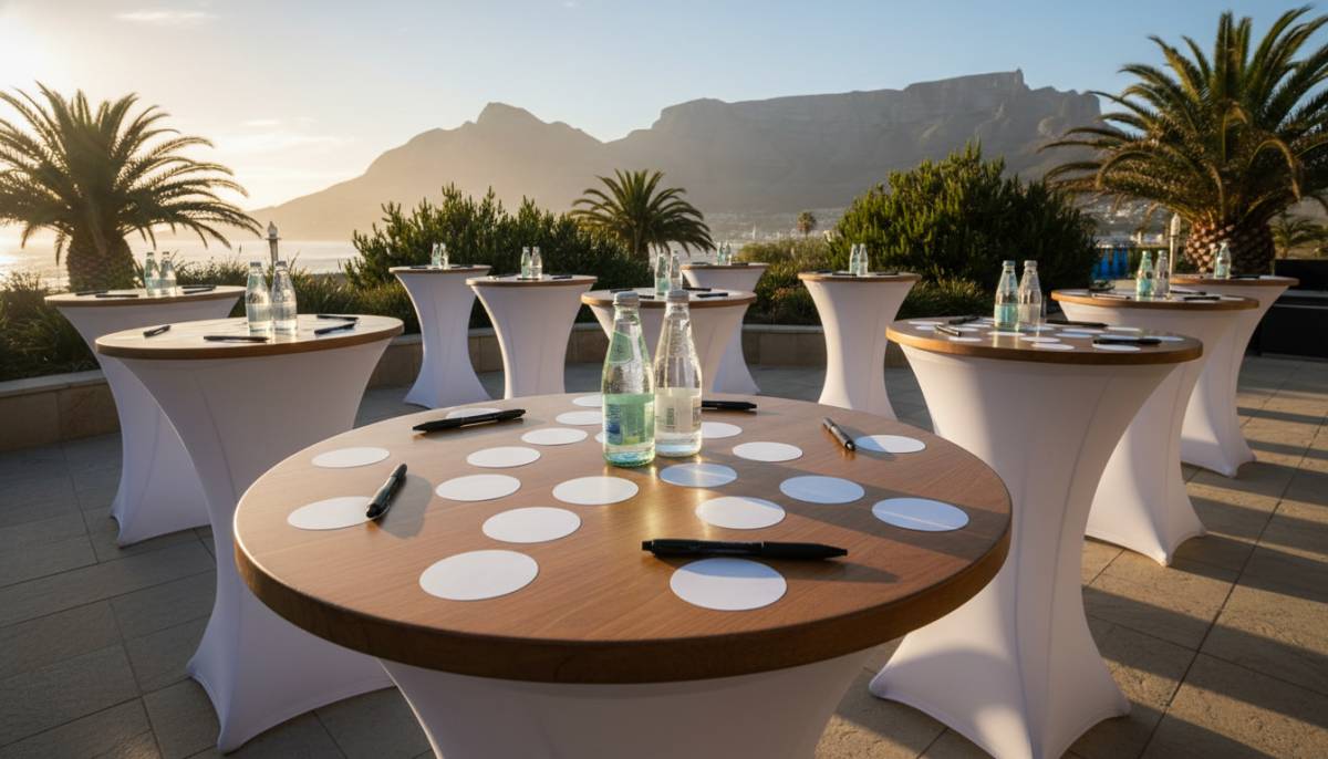 Tables set with stickers and pens