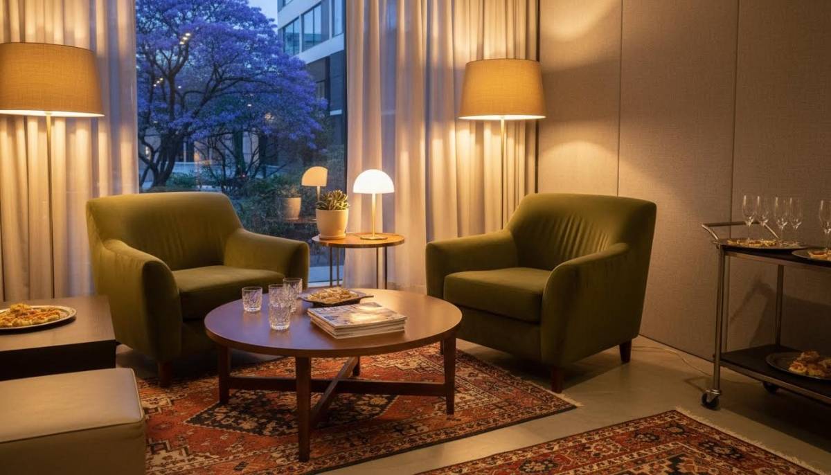 Comfortable lounge corner for networking guests