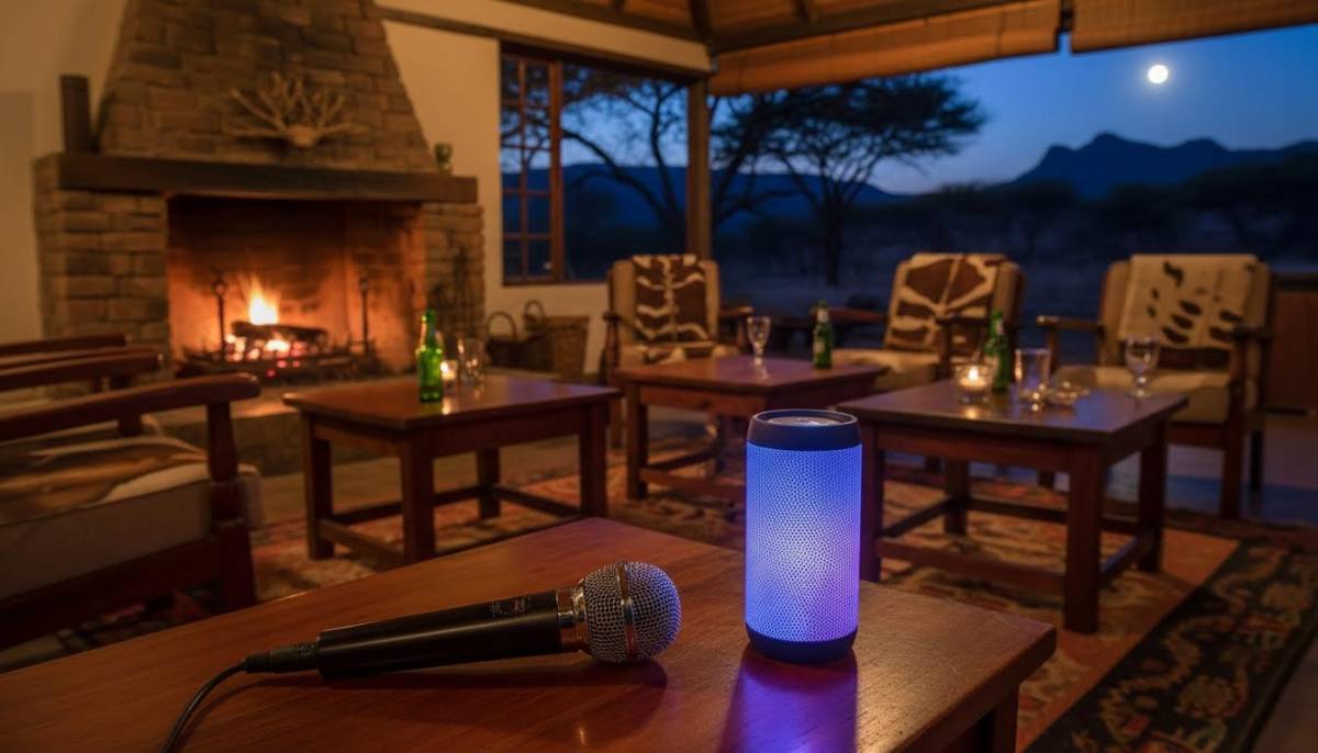 Karaoke setup in a retreat lounge