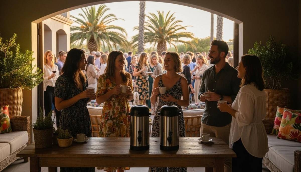 Guests chatting during a coffee break