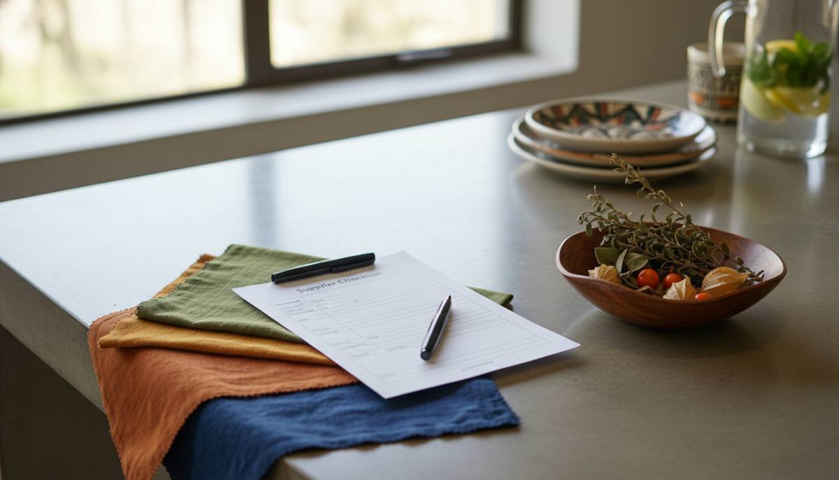 Supplier checklist with linen swatches