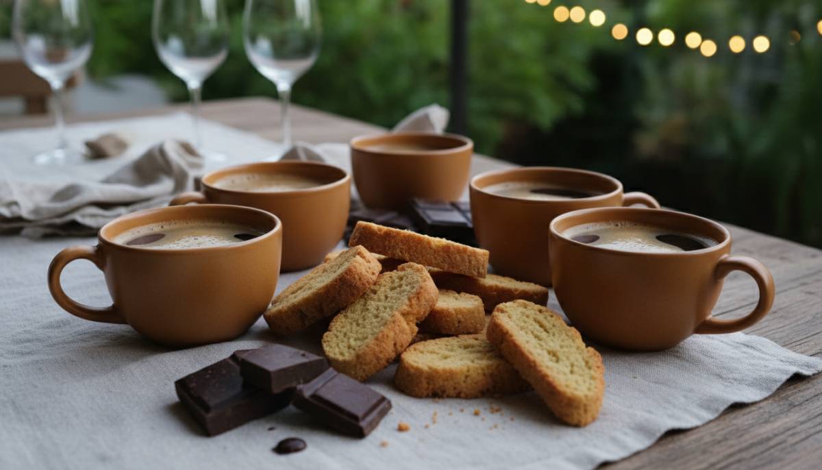 Coffee cups and rusks after dinner