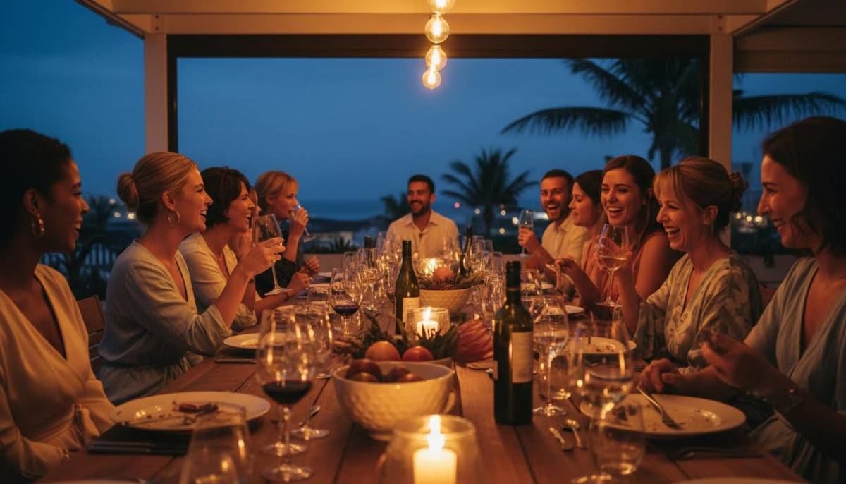 Guests seated at an elegant dinner table