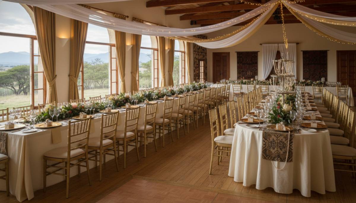 An empty clubhouse set with soft light for a birthday