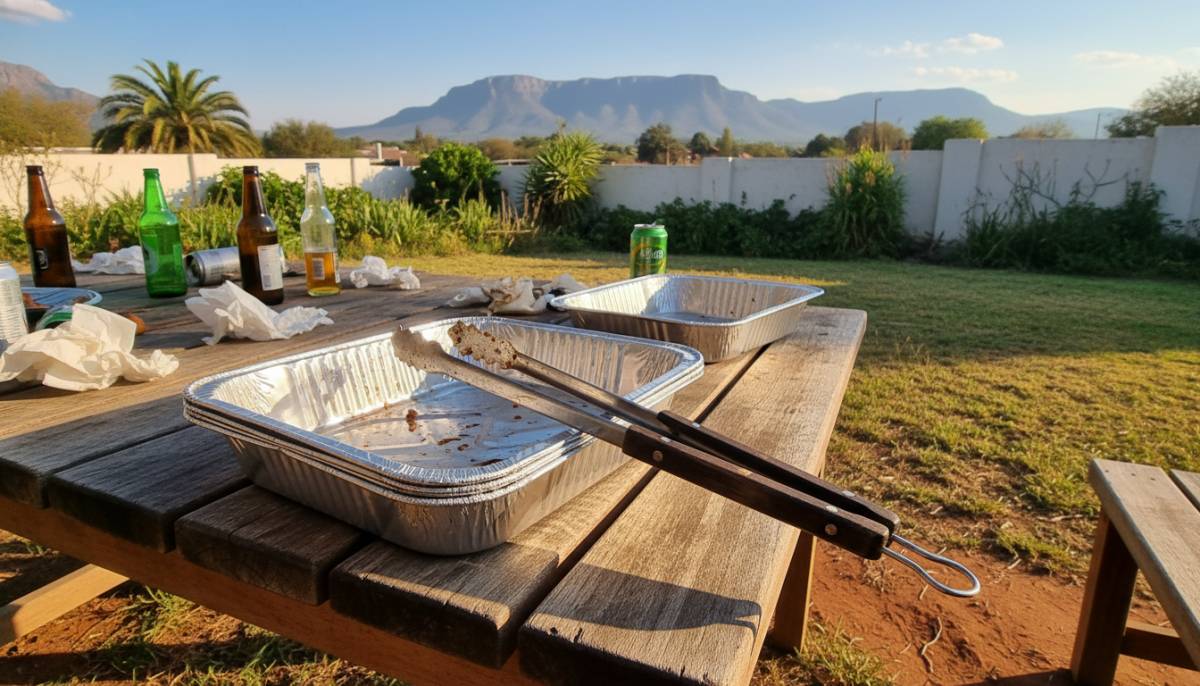 Braai setup on an outdoor table