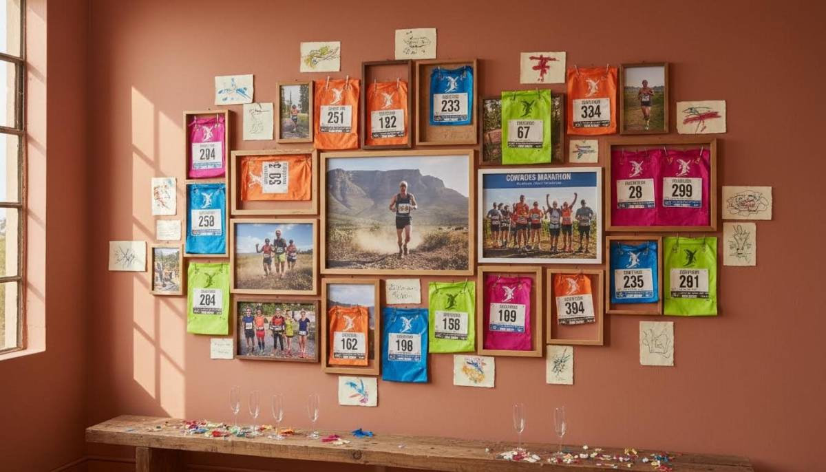 Transformation gallery wall with photos and cards