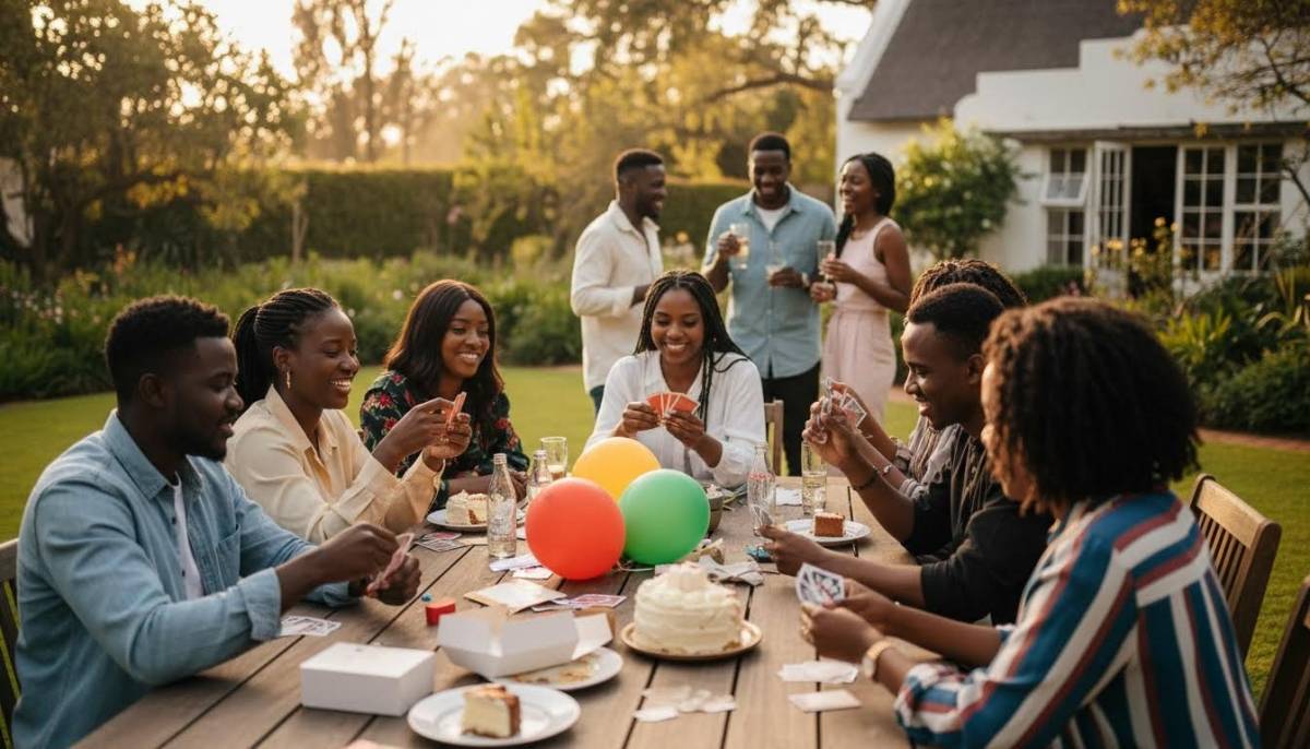 Guests playing games at a birthday party