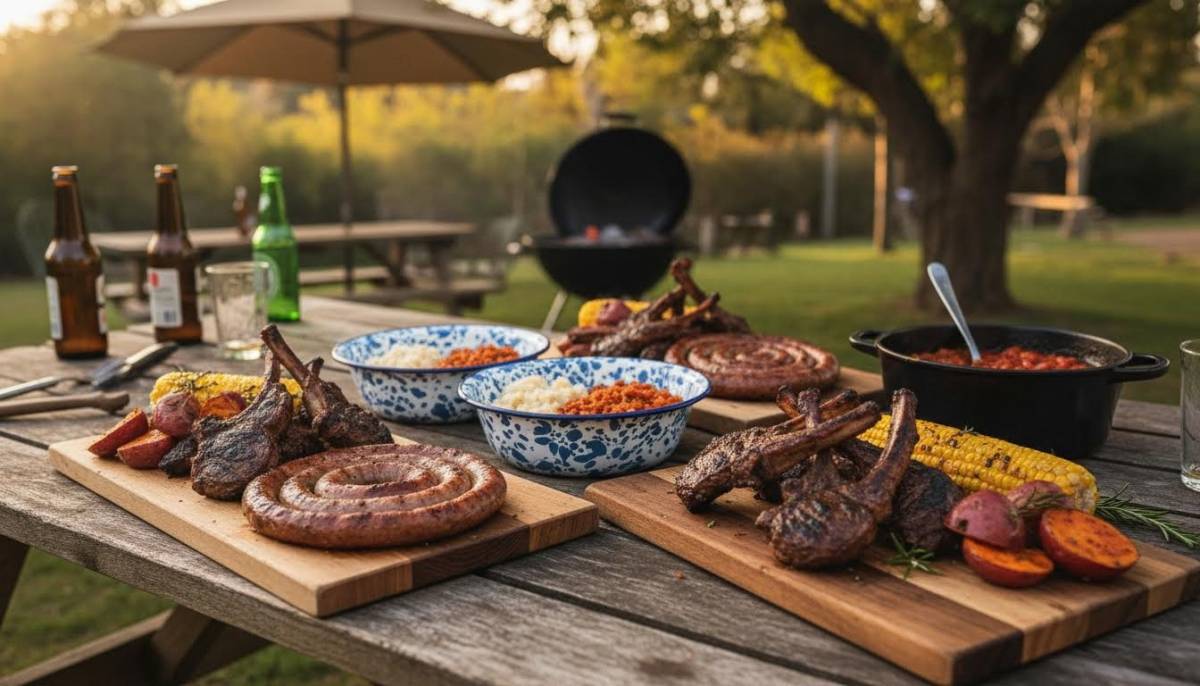 Braai food boards on a table