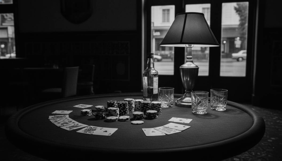 A noir styled casino table setup