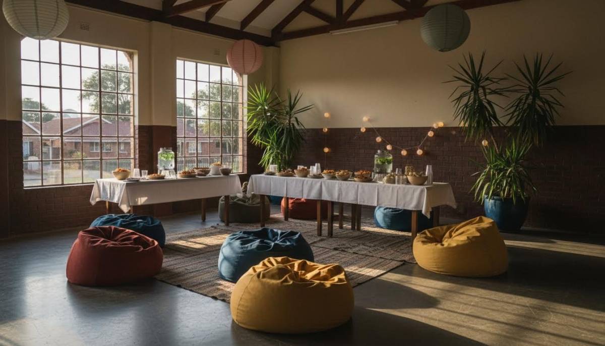 Softened school hall party corner