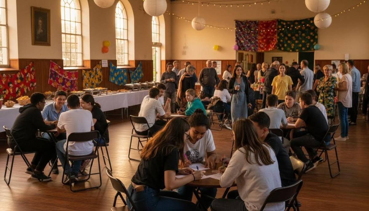 Guests playing trivia at a study break party