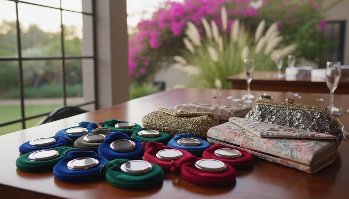 Compact mirrors as guest gifts