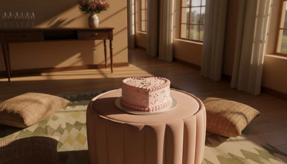 Heart shaped 17th birthday cake on a styled table