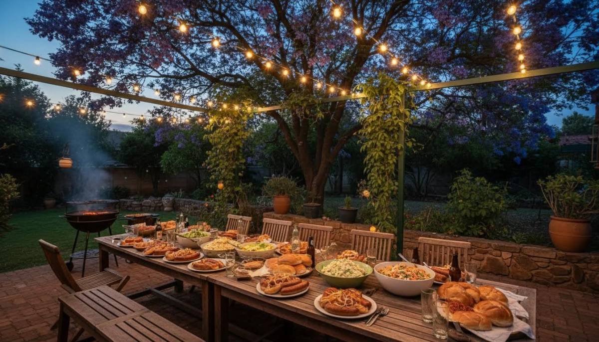 Backyard braai food table for a birthday