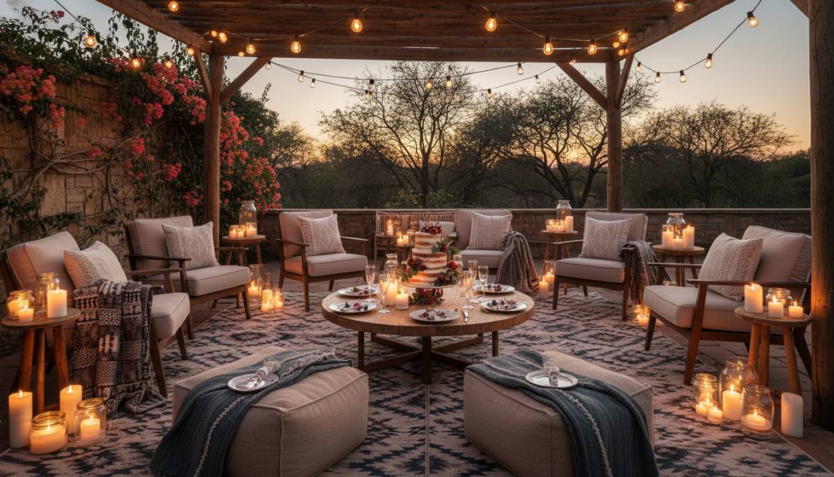 Warm lounge lighting for a birthday party