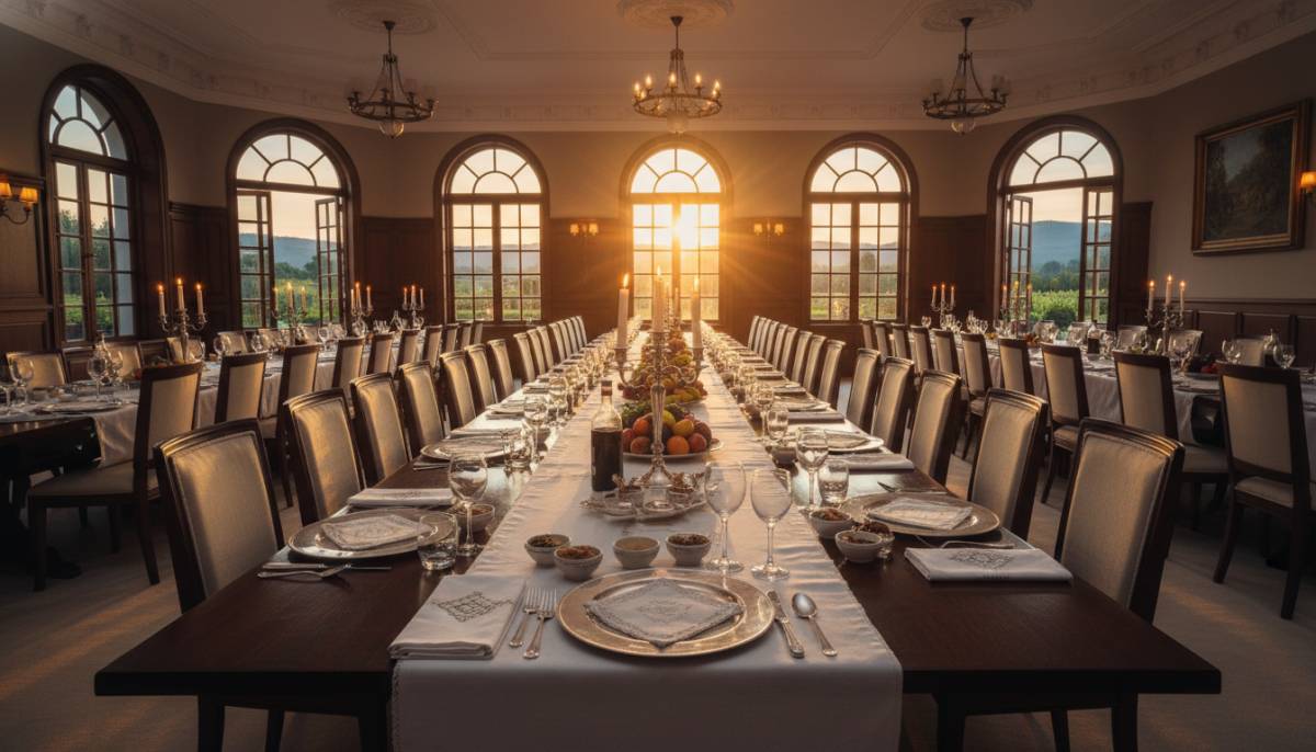 Styled Passover table in a clubhouse