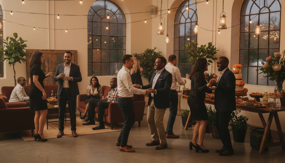 Guests dancing at a 50th birthday party