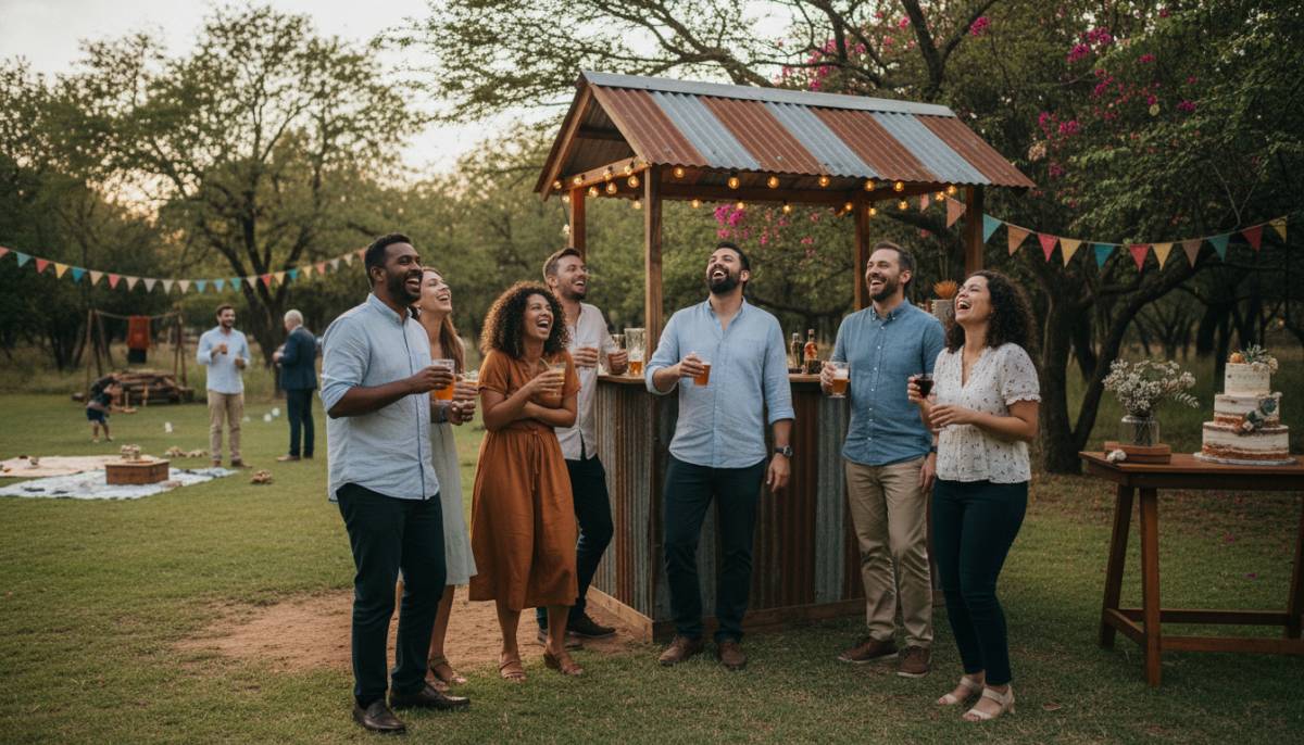 Guests enjoying a birthday bar setup