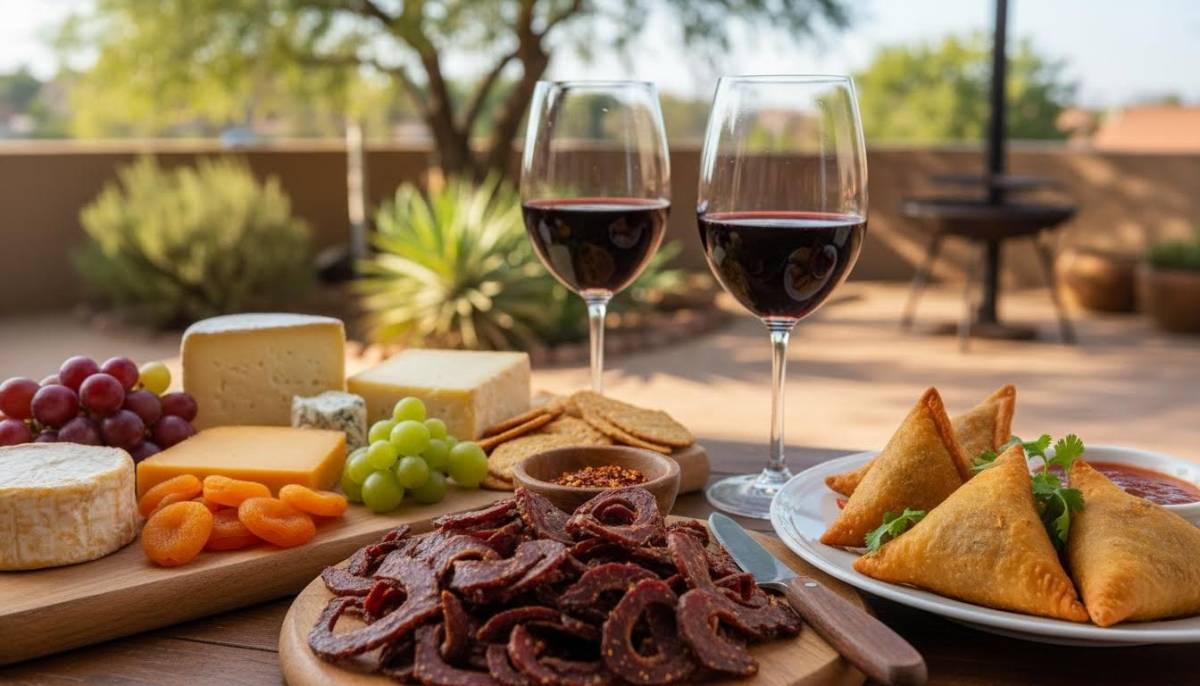 South African party snacks beside drinks