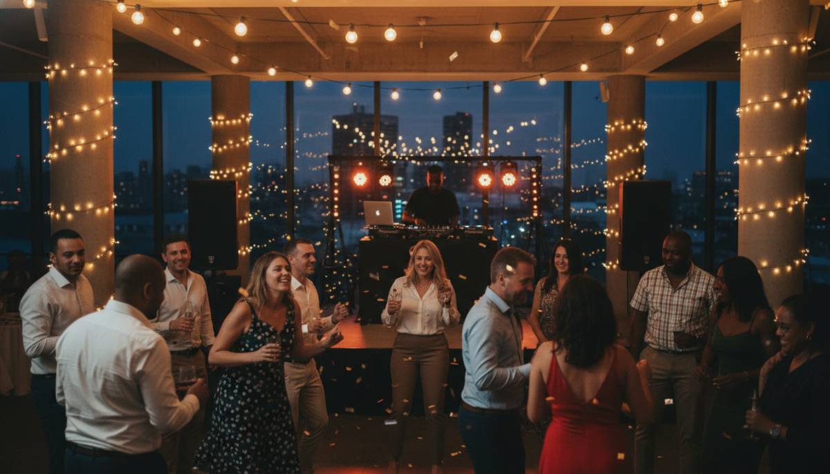 Guests dancing at a 40th birthday party