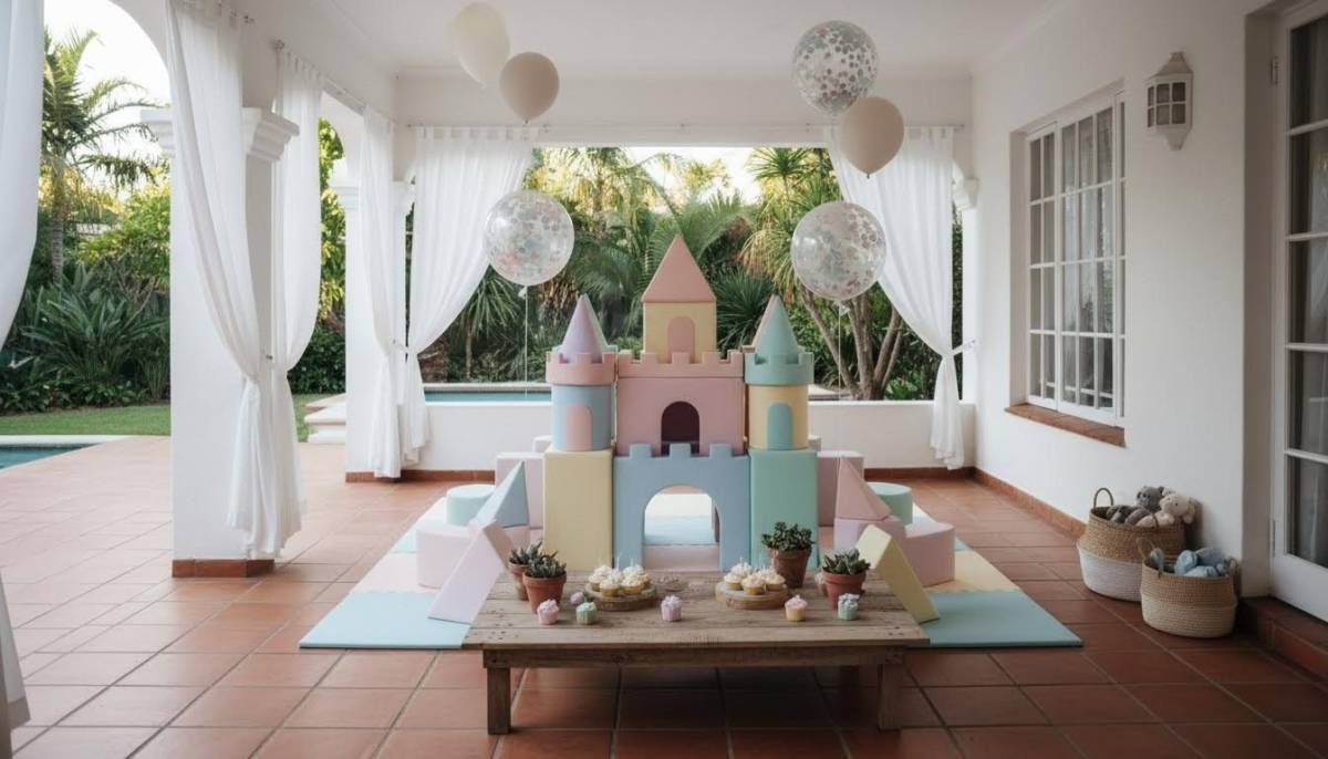 Pastel soft play fairytale setup