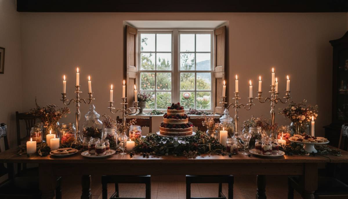 Moody fairytale dessert table
