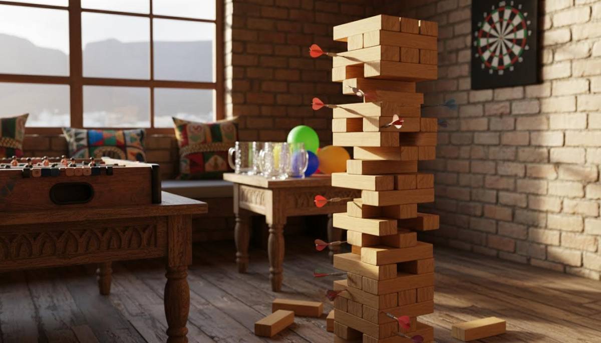 Pub games arranged in a Cape Town bar