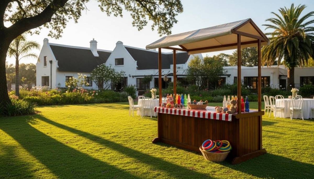 Ring toss stall on clubhouse lawn