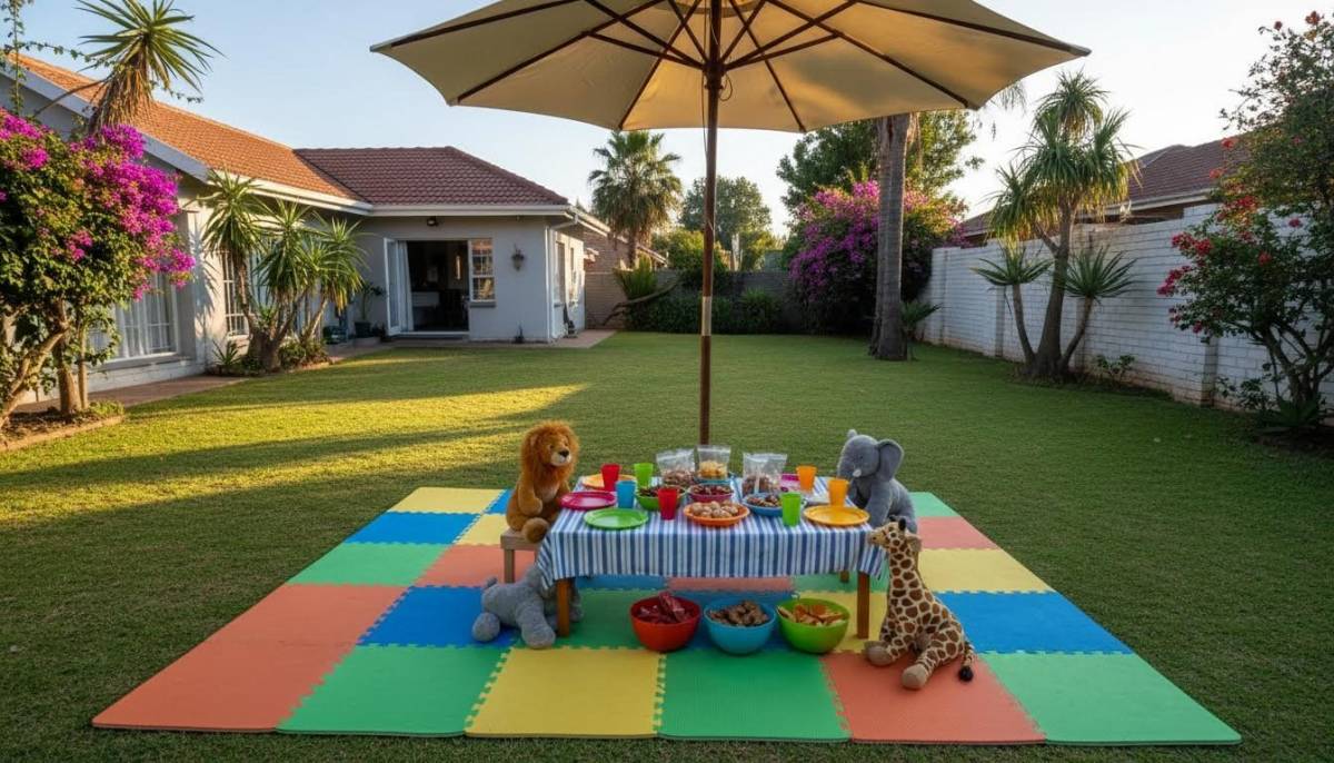 Home garden toddler party setup