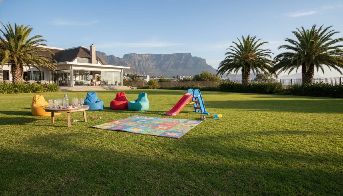 Clubhouse lawn with toddler play setup