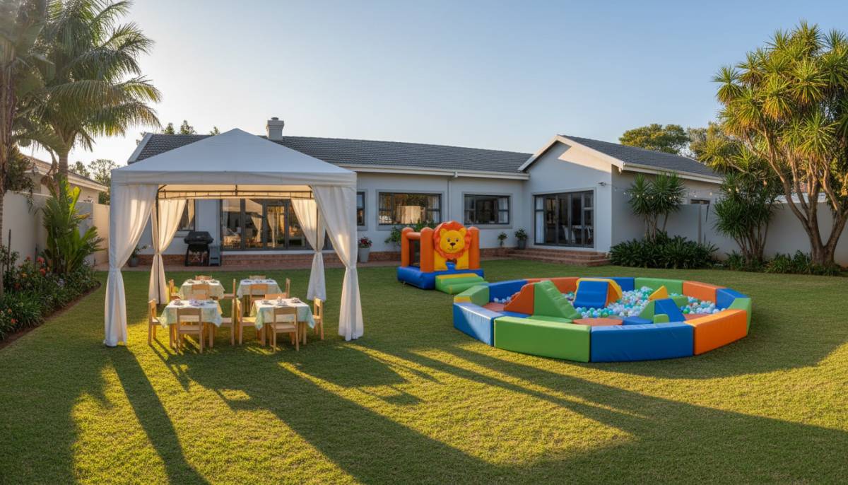 Private house garden set for a toddler party