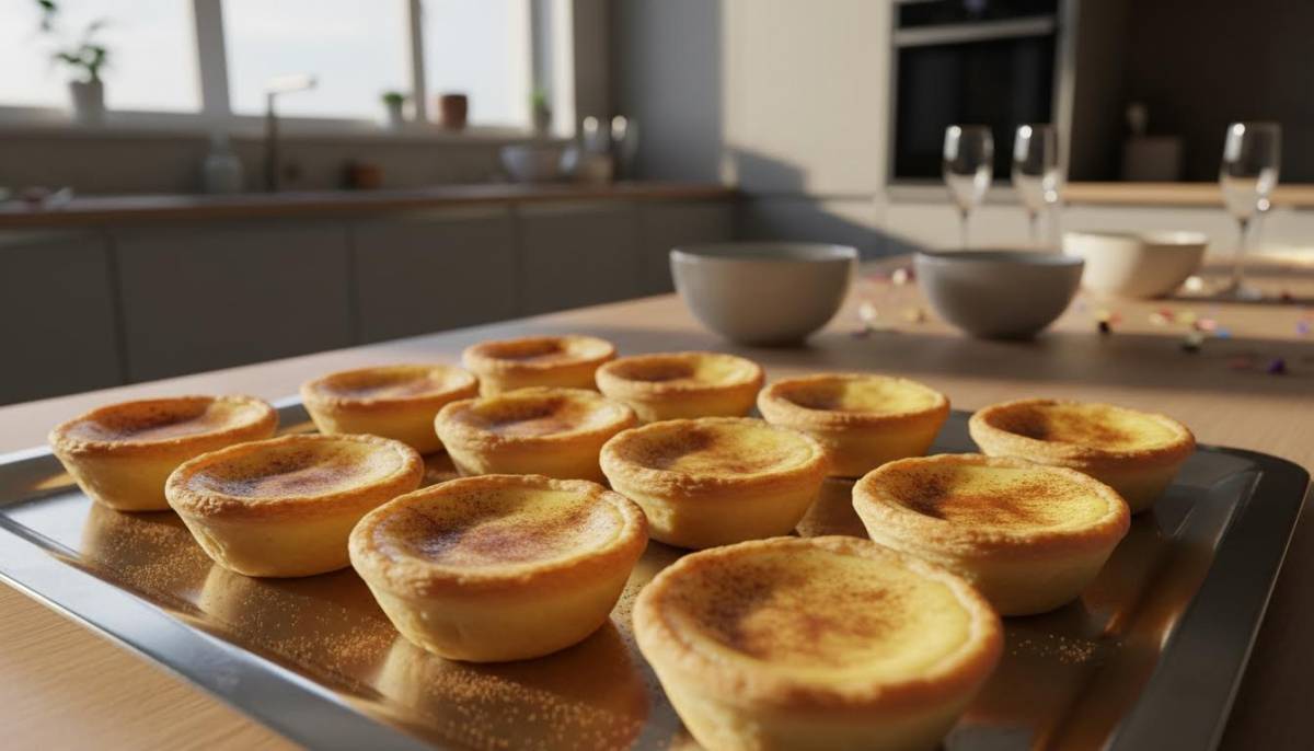 Mini milk tarts on a retro tray