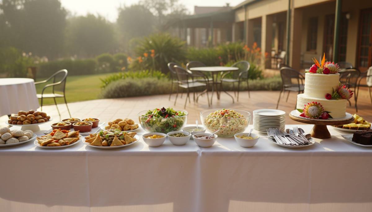 Birthday lunch buffet table before guests eat