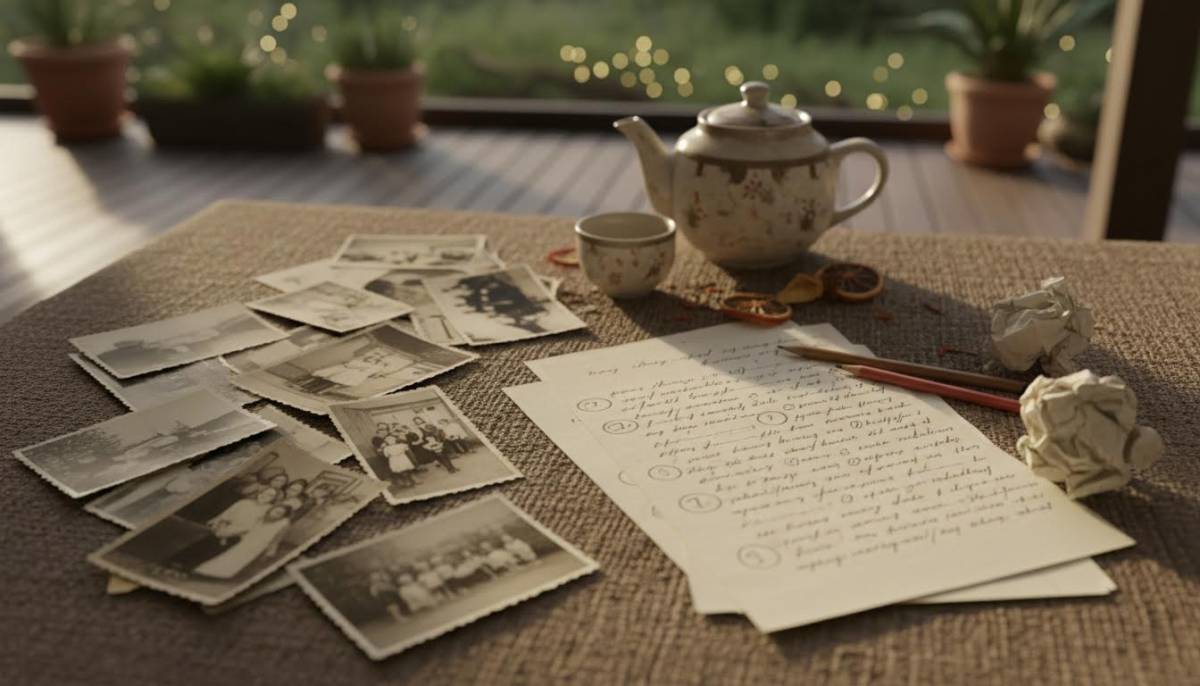 Old family photos and quiz notes