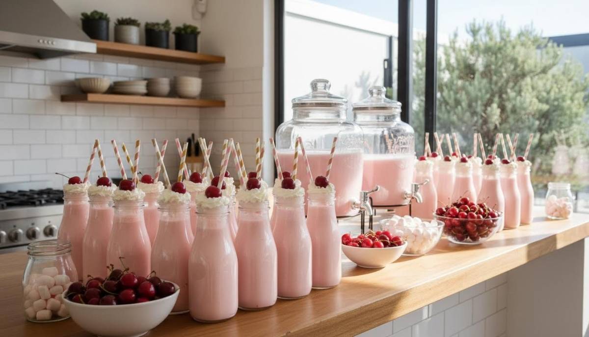 Pink retro milkshake station