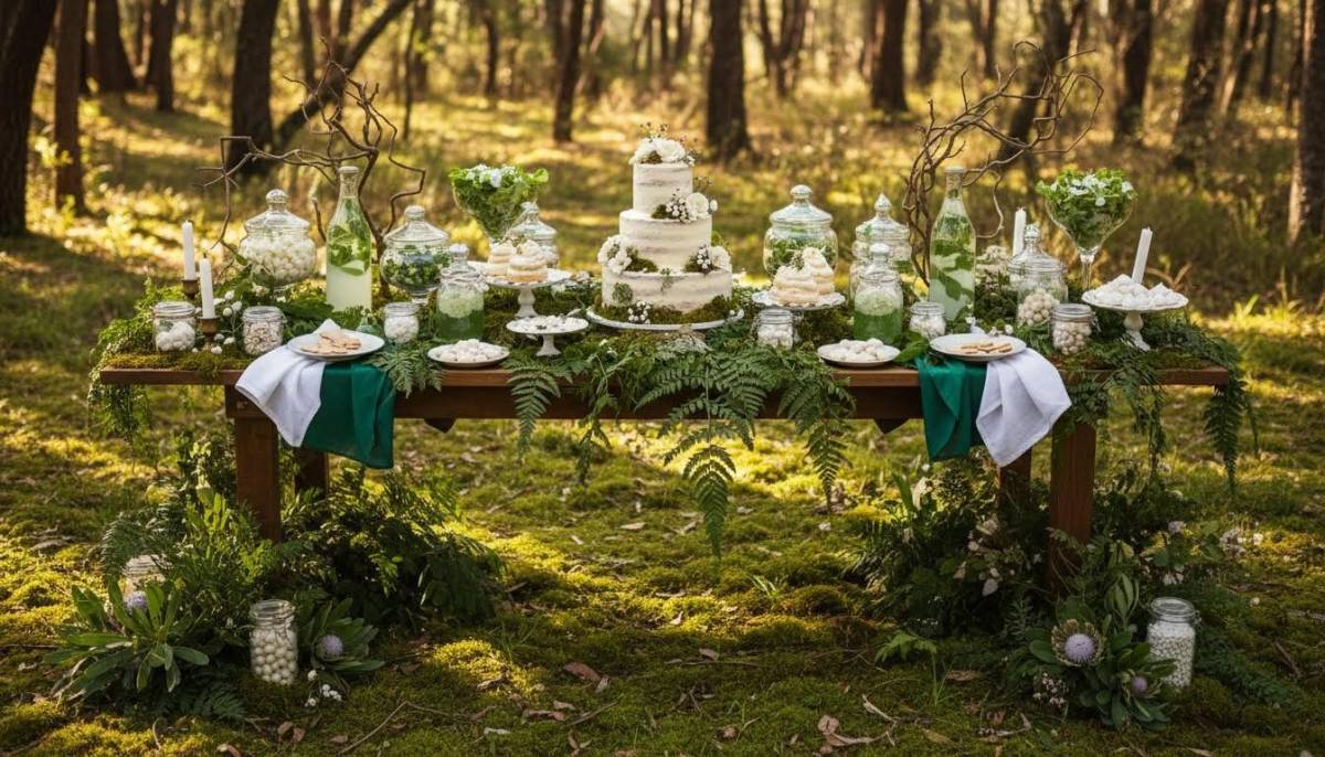 Forest style communion dessert table