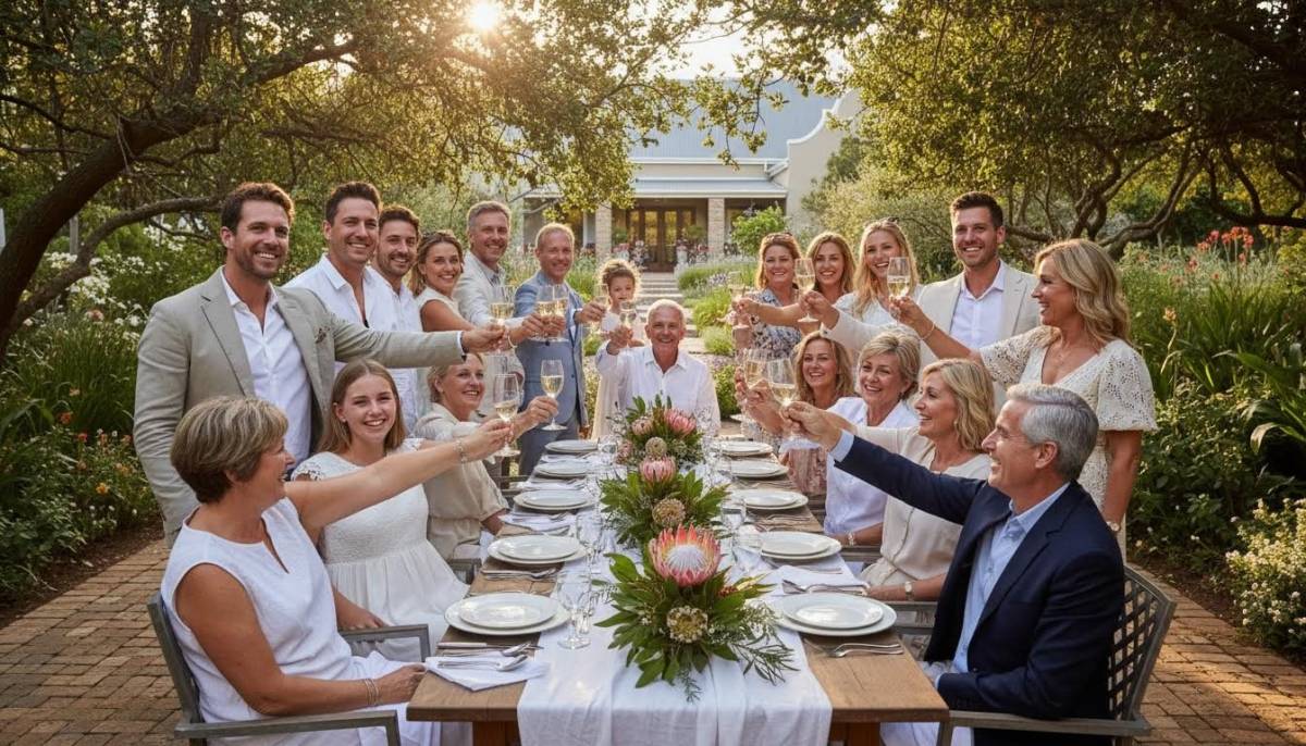 Family celebrating at a communion lunch