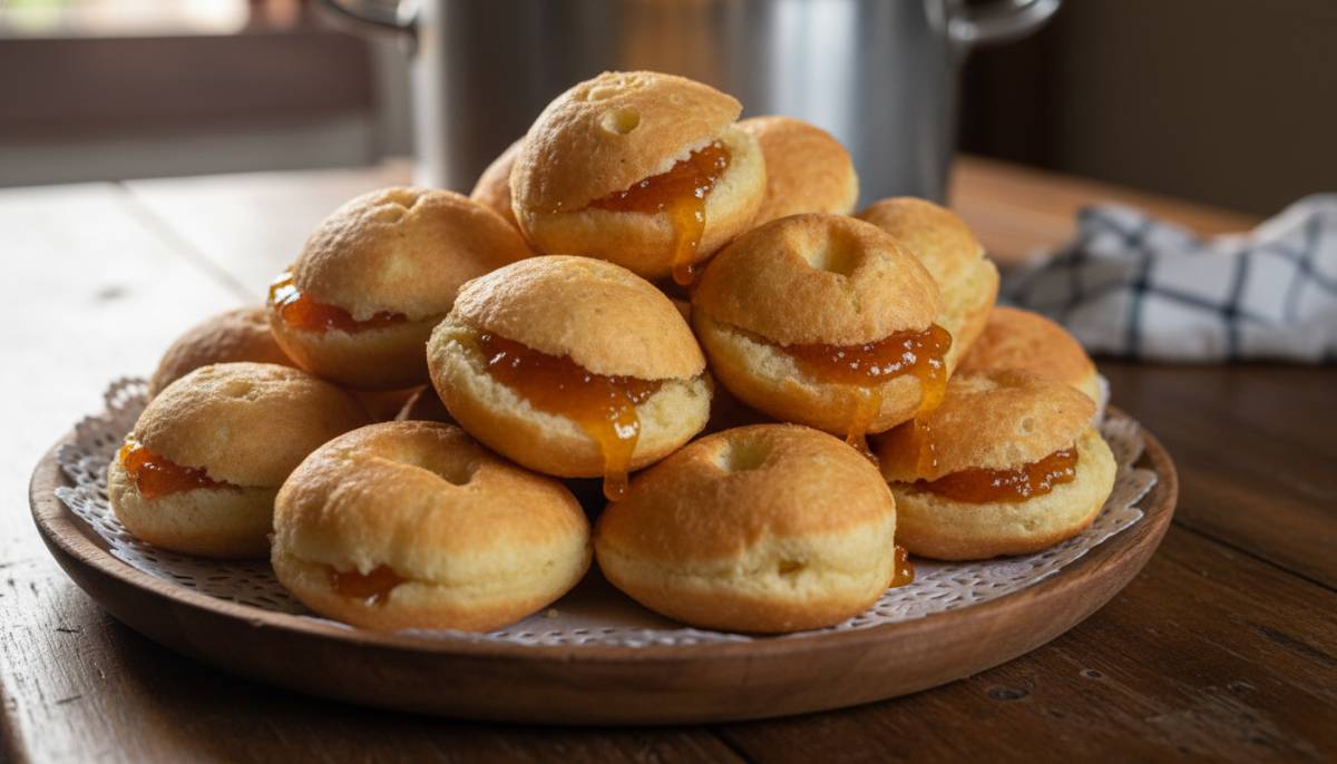 Mini vetkoek with apricot jam