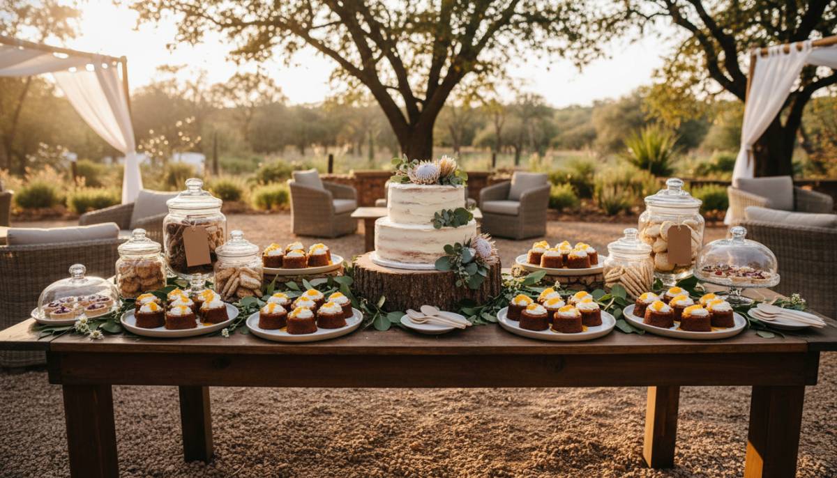 Dessert table with South African sweets and birthday cake
