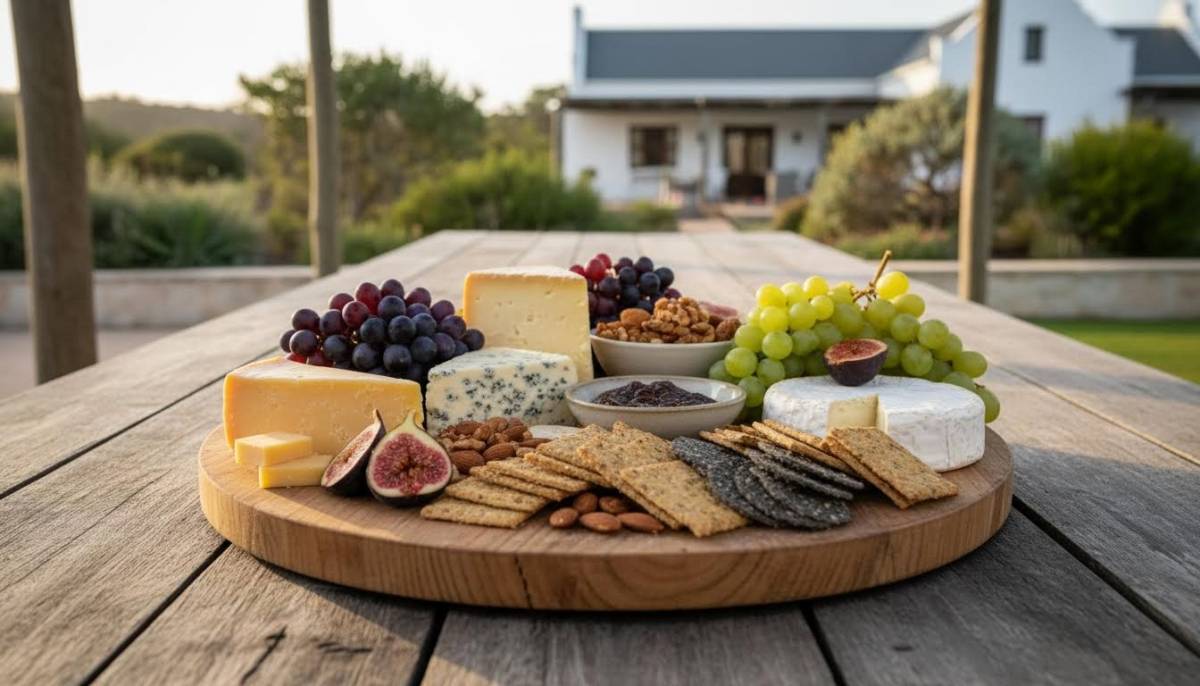 Cheese board with figs and crackers