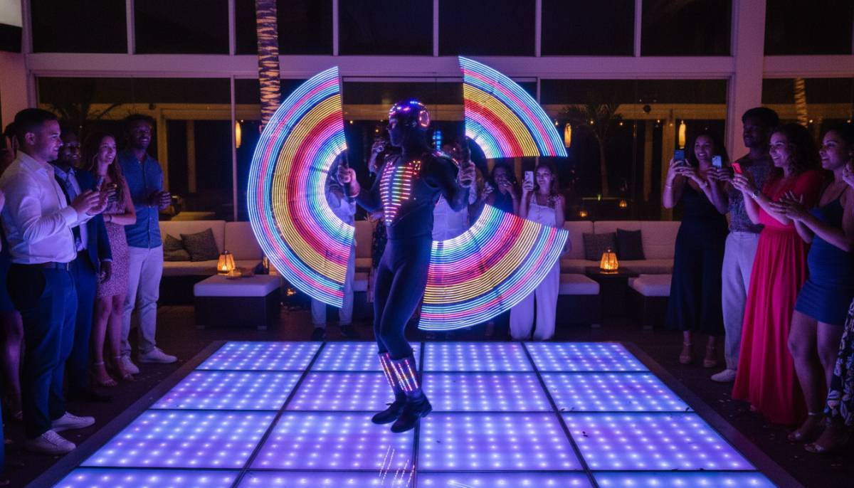LED performer entertaining guests on the dance floor