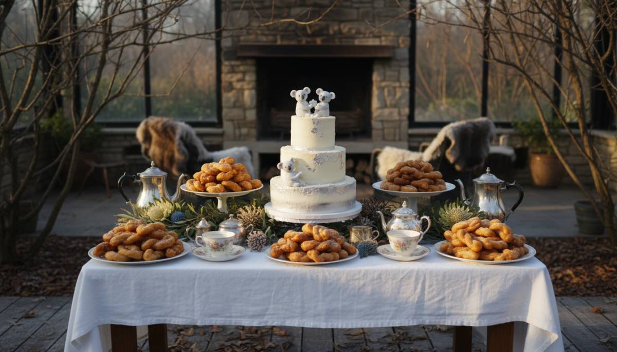 Cake table with koeksisters and tea cups