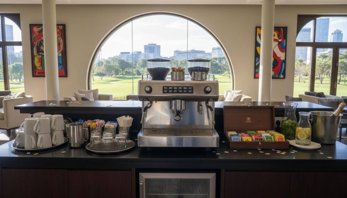 Coffee station at a clubhouse