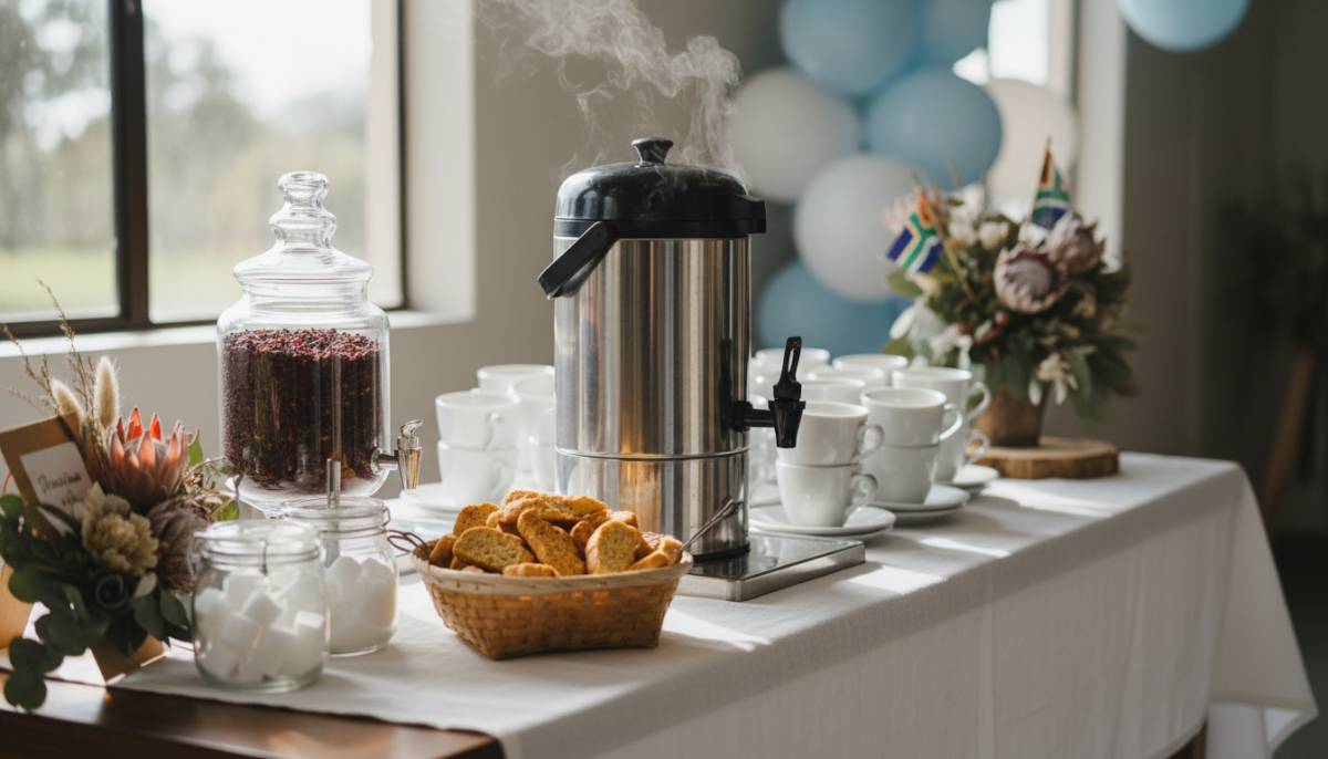 Tea and coffee station for christening guests