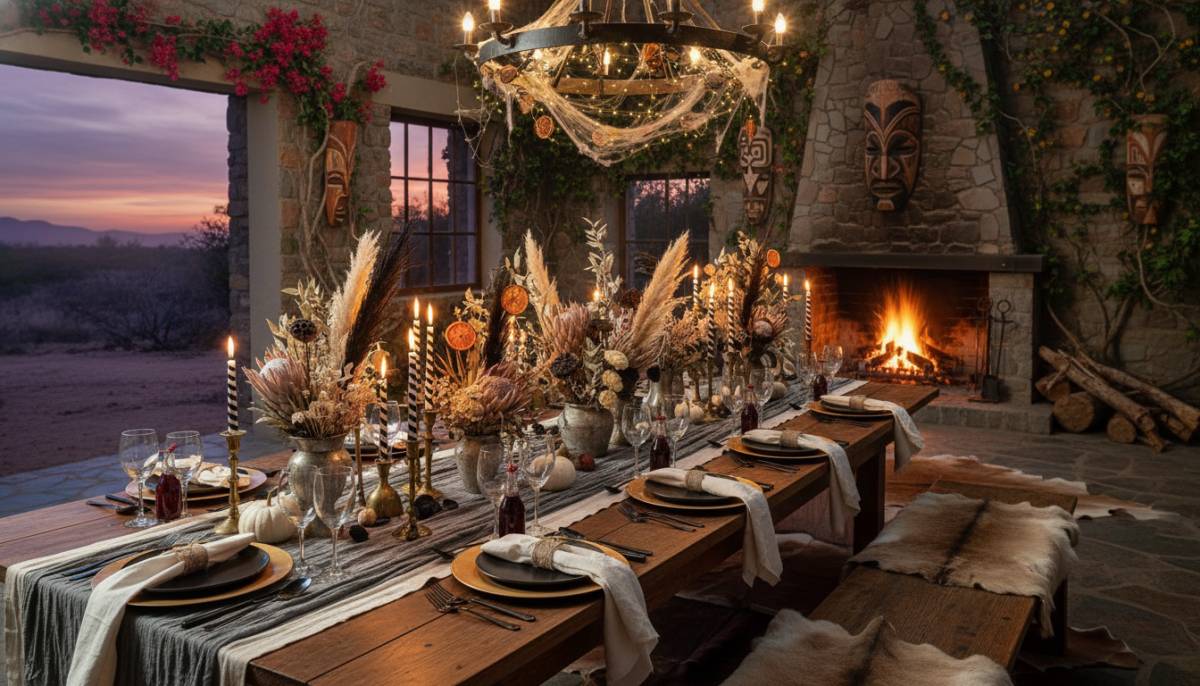 Clubhouse Halloween dinner setup