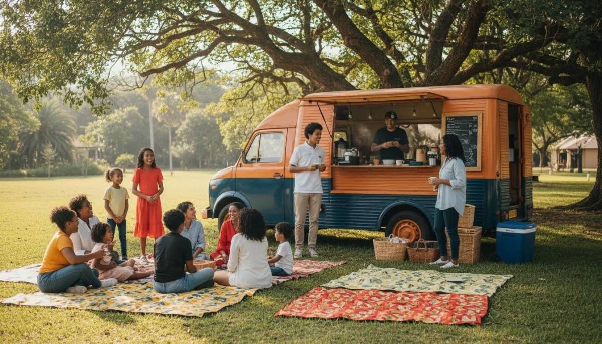 Coffee truck at a family picnic party