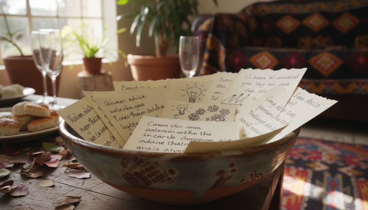 Career advice cards in a bowl