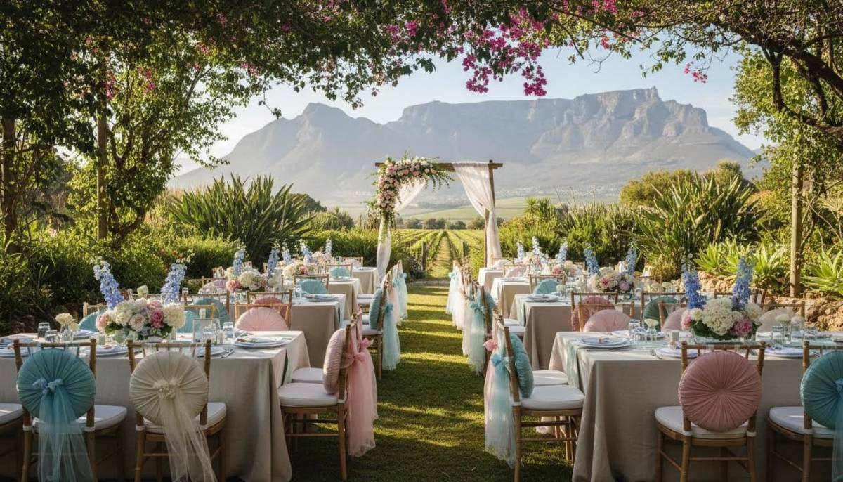 Comfortable shaded seating for a gender reveal