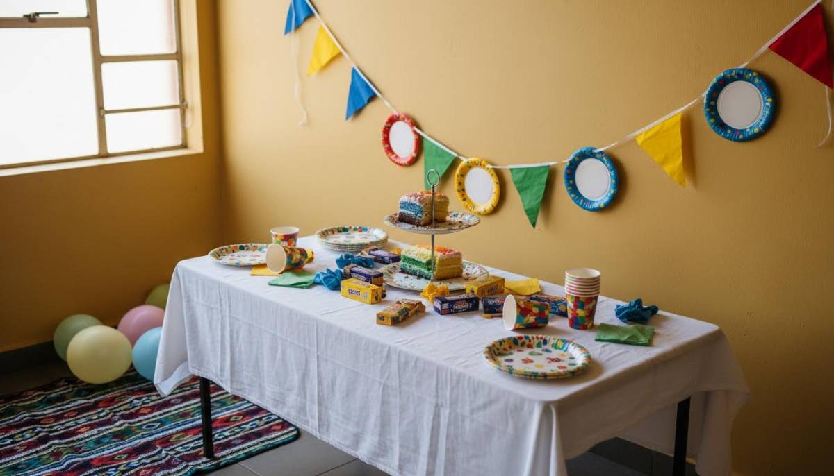 Tidy preschool party cake table